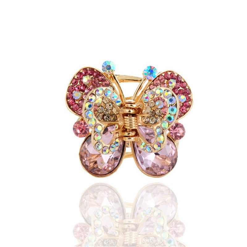 Ruihfas 4Pcs Fashion Hair Claw Clips Rhinestone Crystal Butterfly Bangs Jaw Clip Bow Hair Gripper for Girls Women 1.26x1.10 inch - Image 2